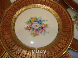 10 X Ahrenfeldt Limoges Qvingtons antique gold plates painted by Mireille 6.5