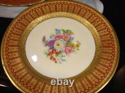 10 X Ahrenfeldt Limoges Qvingtons antique gold plates painted by Mireille 6.5