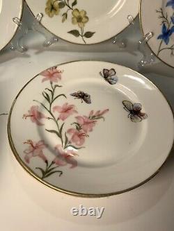 11 Antique H & C Limoges France Hand Painted Butterflies/Flowers Salad Plates