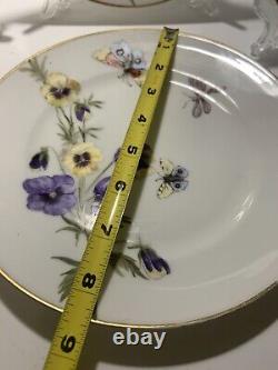11 Antique H & C Limoges France Hand Painted Butterflies/Flowers Salad Plates