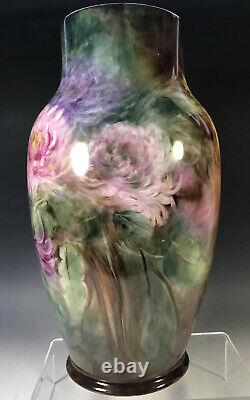 12.5 Large HAND PAINTED CHRYSANTHEMUMS Vase