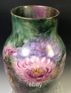 12.5 Large HAND PAINTED CHRYSANTHEMUMS Vase