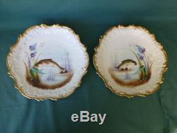 12 Antique Limoges France Hand Painted Fish Plates