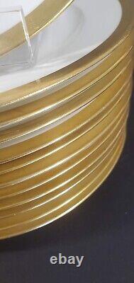 12 Charles Field Haviland Gold Rim Salad Plates CHF48 GDA Limoges 7.5 inch