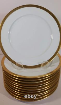 12 Charles Field Haviland Gold Rim Salad Plates CHF48 GDA Limoges 7.5 inch