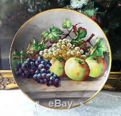 13.6'' Limoges France chargers/ plates with the hand-painted fruits, 1903-1917