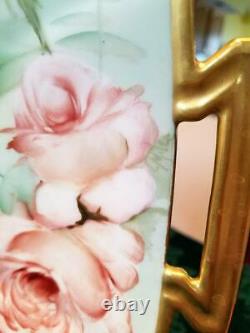 14 Limoges Hand Painted Rose Charger, Artist Signed, Ester Miler