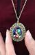 14k Gold Vintage French Hand Painted Double Locket Limoges Turquoise Enamel