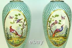 1800's Antique LIMOGES Pair FINE Hand Painted Porcelain Tall Vases 21