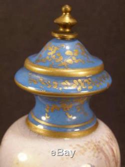 1800s Bronze French Limoges Porcelain Hand Painted Portrait Sevres Gilt Urn Vase