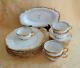 18pcs Antique Limoges Hand Painted Dinner Set White Gold Trim Dinner Set