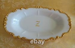 18Pcs Antique Limoges Hand Painted Dinner Set White Gold Trim Dinner Set