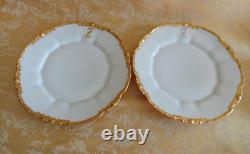 18Pcs Antique Limoges Hand Painted Dinner Set White Gold Trim Dinner Set