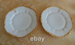 18Pcs Antique Limoges Hand Painted Dinner Set White Gold Trim Dinner Set