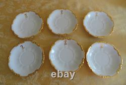 18Pcs Antique Limoges Hand Painted Dinner Set White Gold Trim Dinner Set