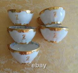 18Pcs Antique Limoges Hand Painted Dinner Set White Gold Trim Dinner Set