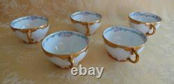 18Pcs Antique Limoges Hand Painted Dinner Set White Gold Trim Dinner Set