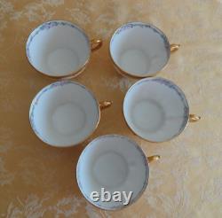 18Pcs Antique Limoges Hand Painted Dinner Set White Gold Trim Dinner Set