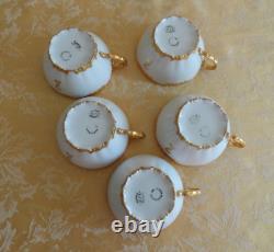 18Pcs Antique Limoges Hand Painted Dinner Set White Gold Trim Dinner Set