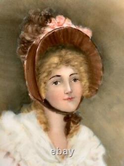 1909 Antique Hand Painted ELITE LIMOGES FRANCE Signed Portrait Plate Woman Hat