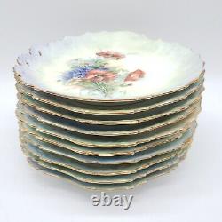 1920s Porcelain Limousine 10 Cabinet Plates Limoges Embossed Shell VERY RARE