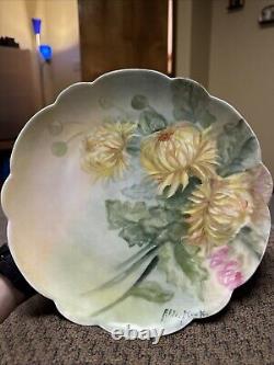 1931 Signed Effie P. Cook Limoges Hand-Painted Floral Plate with Scalloped Edge