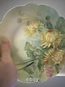 1931 Signed Effie P. Cook Limoges Hand-Painted Floral Plate with Scalloped Edge