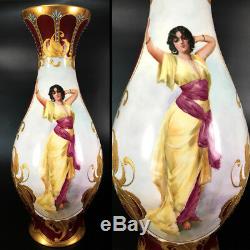 19.7/ 50cm tall large hand-painted Limoges France vase, 1890-1932