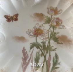 19th C A. LANTERNIER LIMOGES Hand Painted Square Plate Butterfly /Floral