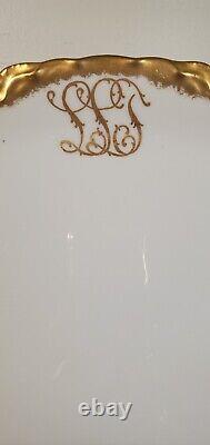 19th C. Haviland Hand Painted Gilt Gold Monogram Platter c 1893 Schleiger 427