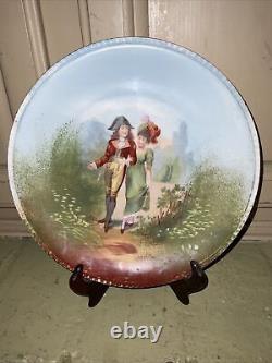 (2) COIFFE LIMOGES PLATES HAND PAINTED SCENERY ANTIQUE 1891-1914 Star 9.5