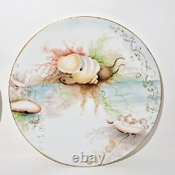 2 Tressemann & Vogt T&V Limoges Snail Sea Hand Painted Porcelain Plate 9.25