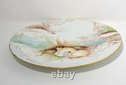 2 Tressemann & Vogt T&V Limoges Snail Sea Hand Painted Porcelain Plate 9.25