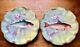 2x Antique Coiffe Limoges Porcelain Plate Hand Painted Fish Artist Signed 9.5