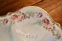 3 Antique Elite Limoges Oyster Gilded Roses Plates