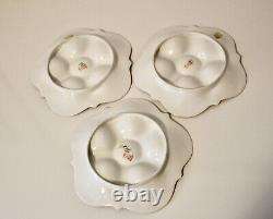 3 Antique Elite Limoges Oyster Gilded Roses Plates