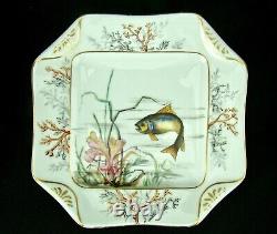 3 Exceptional Rare & Early Haviland Limoges Hand Painted Fish Serving Plates