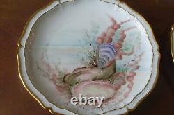 (4) Antique Haviland Limoges Handpainted Seashells Gold Trim Salad Plates set 3