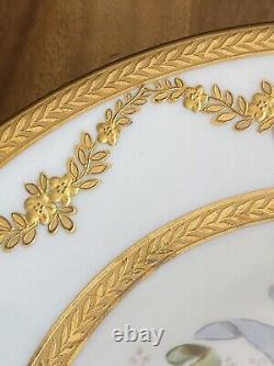 (4) BERNARDAUD LIMOGES Gold Encrusted ORCHID CABINET PLATES Signed Schopp