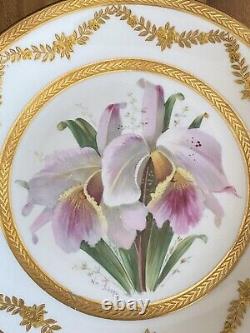 (4) BERNARDAUD LIMOGES Gold Encrusted ORCHID CABINET PLATES Signed Schopp