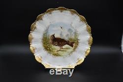 (4) M Redon MR Limoges Relief Mold Hand Painted Game Birds & Gold 8 3/4 Plates