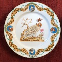 4 Porcelaine De Paris Hand Painted Gold FALCON/Hunting Birds PlatesLIMOGES FR