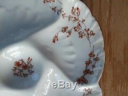 5 Antique CHF GDM Haviland Limoges hand painted Porcelain Oyster Plates FRANCE