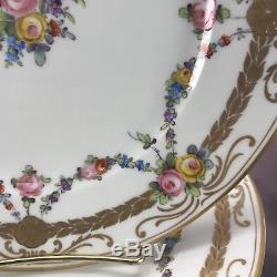 (5) Charles Ahrenfeldt Limoges Hand Painted Flowers & Gold 10 Dinner Plates