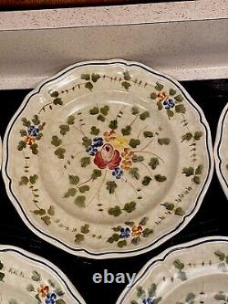 5 Limoges Longchamp Faience Hand-Painted Nemours 10 dia Dinner Plates