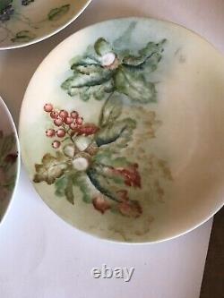 6 Antique 1905 T&v Limoges France Hand Painted Floral Dessert Plates Signed