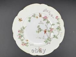 6 Antique RB Limoges France Aesthetic Movement Hand Painted 9 1/3 Plates Birds