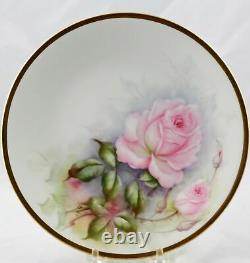 6 Antique Raynaud & Co. Limoges Hand Painted Rose Cabinet Plates 8-1/2 France