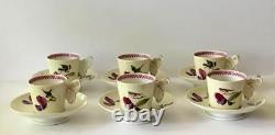 6 Butterfly Handle Haviland & Co Limoges Cups Saucers, Handpainted Birds/Flowers