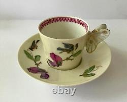 6 Butterfly Handle Haviland & Co Limoges Cups Saucers, Handpainted Birds/Flowers